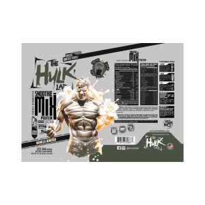 Vanilla Smoothie-Mix shipping box with branded label by The Hulk Lab Nutrition