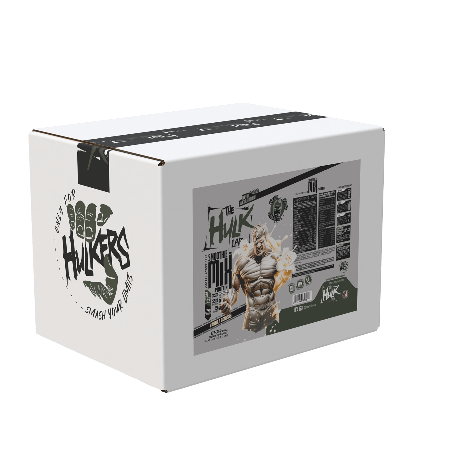 Smoothie-Mix Protein Vanilla Genesis box by The Hulk Lab Nutrition, smooth vanilla flavored protein blend for smoothies