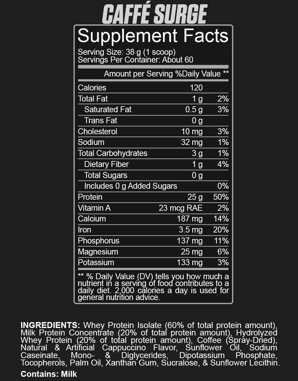 Supplement Facts - Caffè Surge