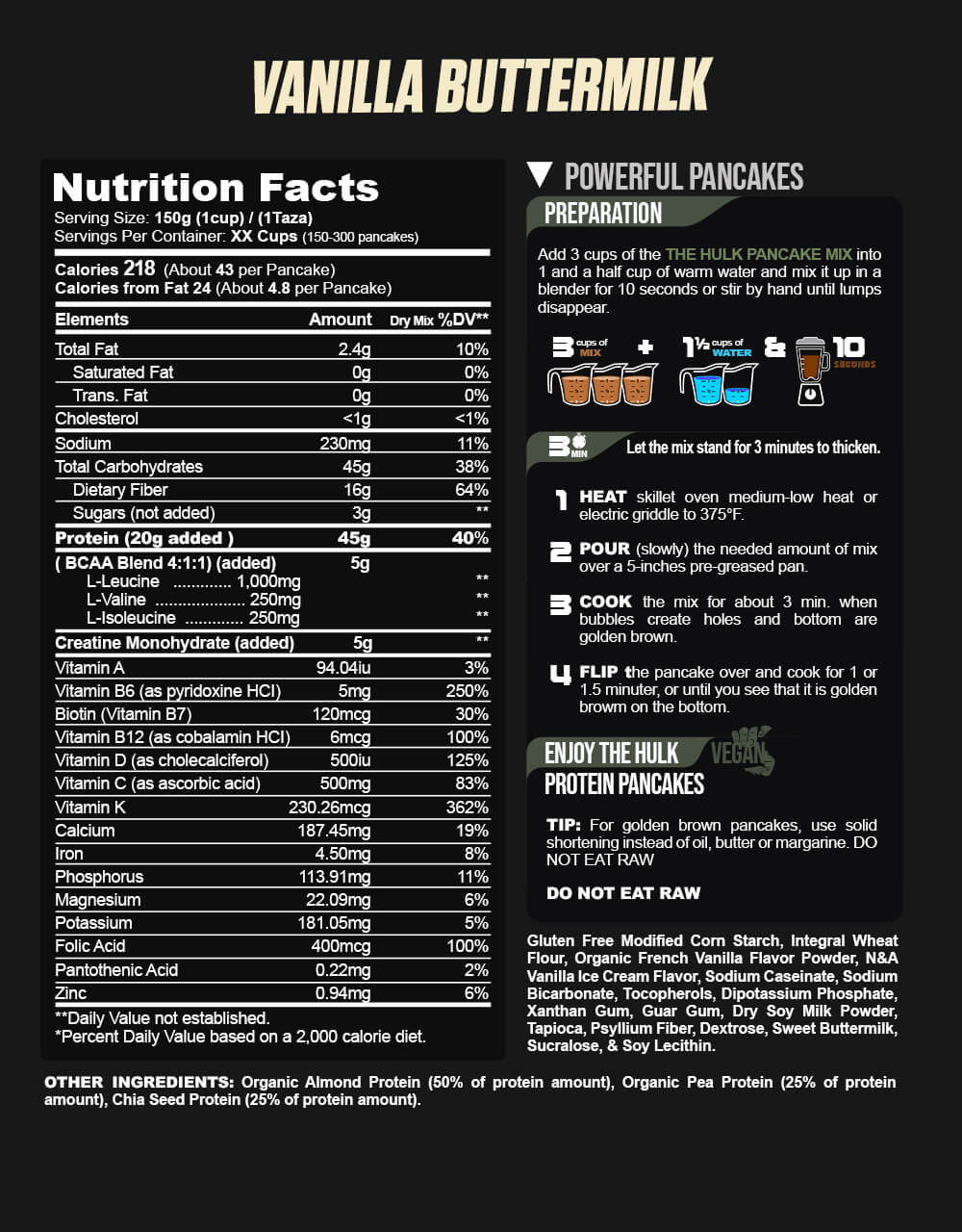 Protein Pancake Vanilla Buttermilk – Nutrition Facts & Preparation Protein Pancake Vanilla Buttermilk Nutrition Facts and preparation guide