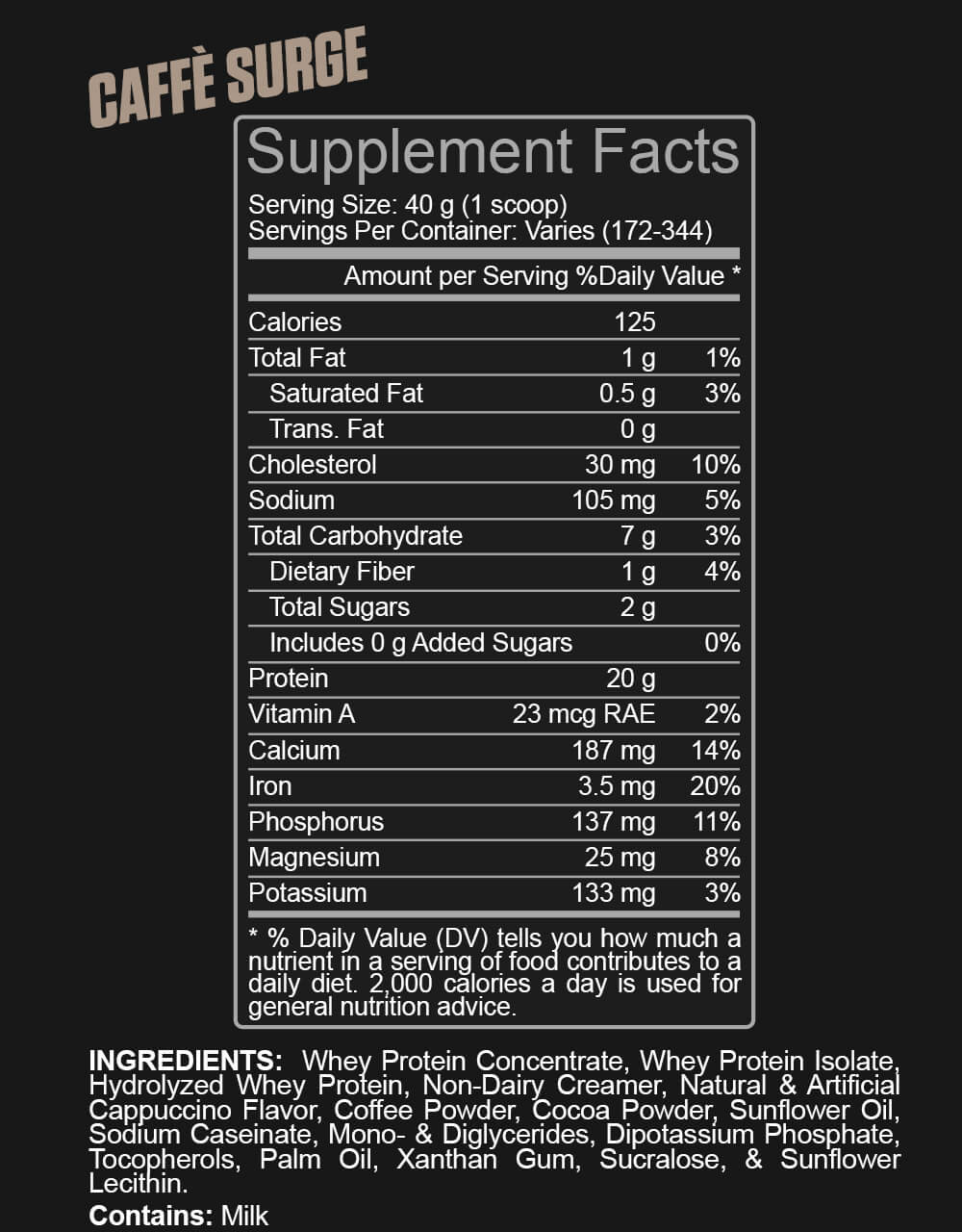 Supplement Facts - Caffè Surge
