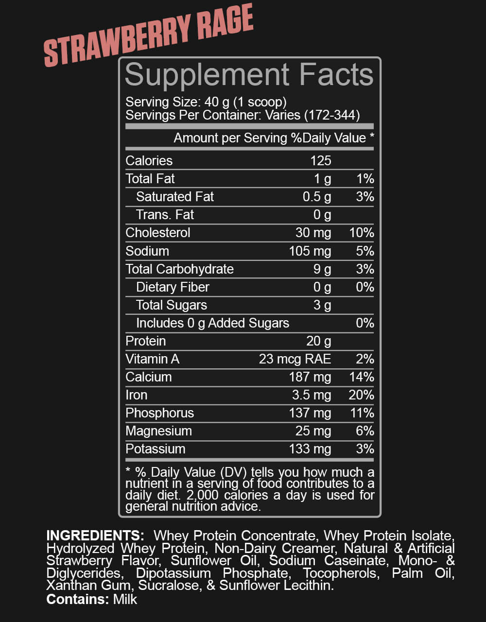 Supplement Facts - Strawberry Rage