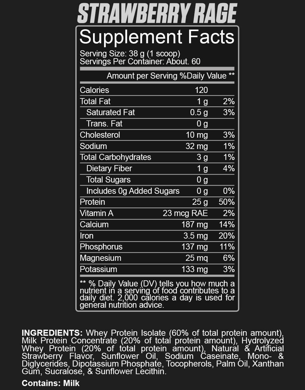 Supplement Facts - Strawberry Rage