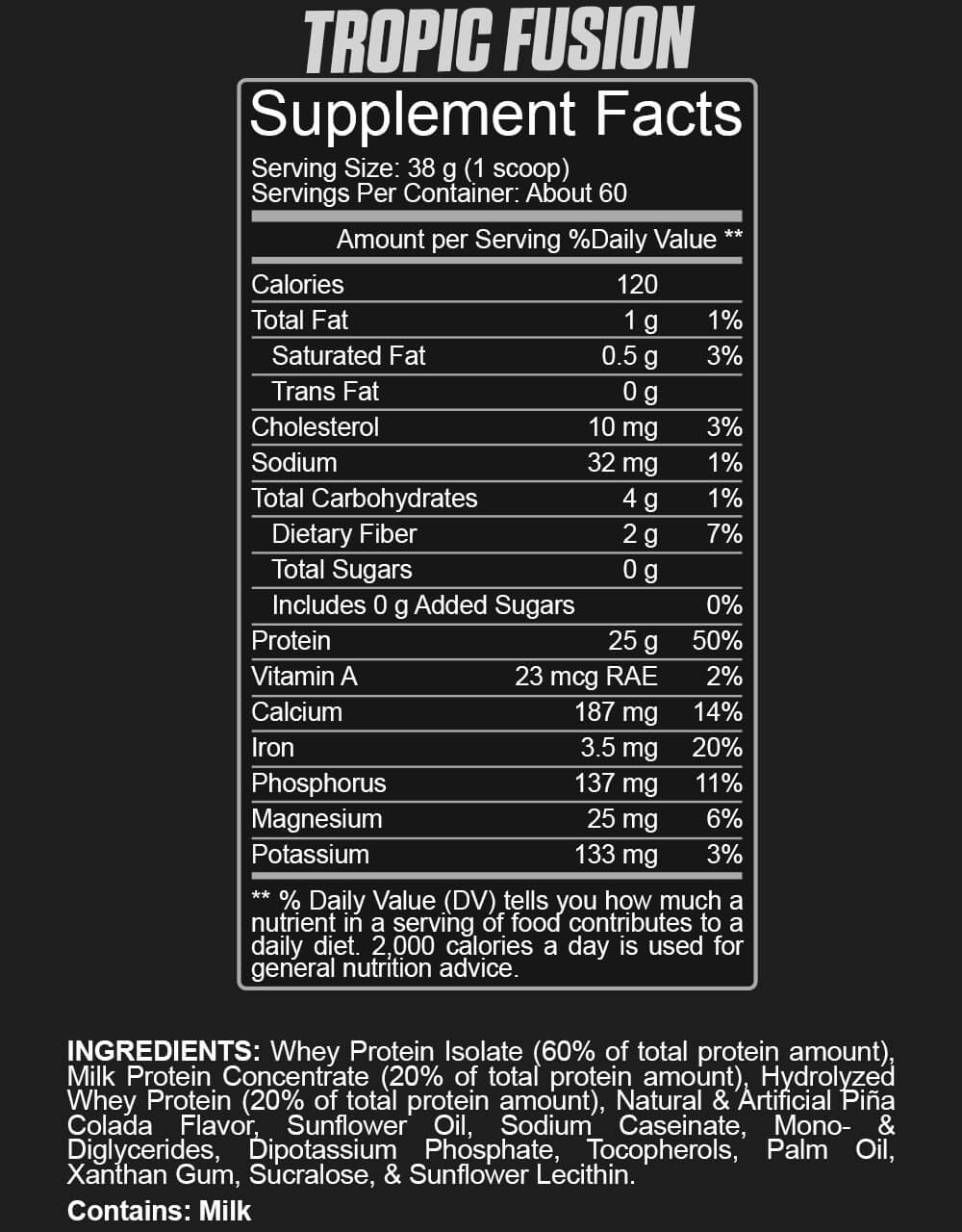 Supplement Facts - Tropic Fusion