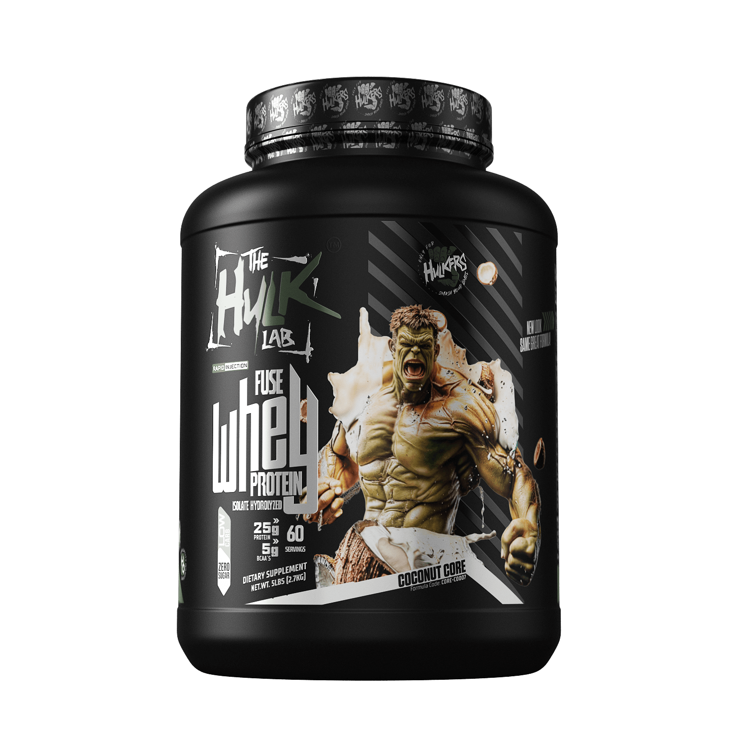 Coconut Core – Whey Isolate Coconut Core Whey Isolate Bottle – Natural Coconut Flake Flavor by The Hulk Lab Nutrition v